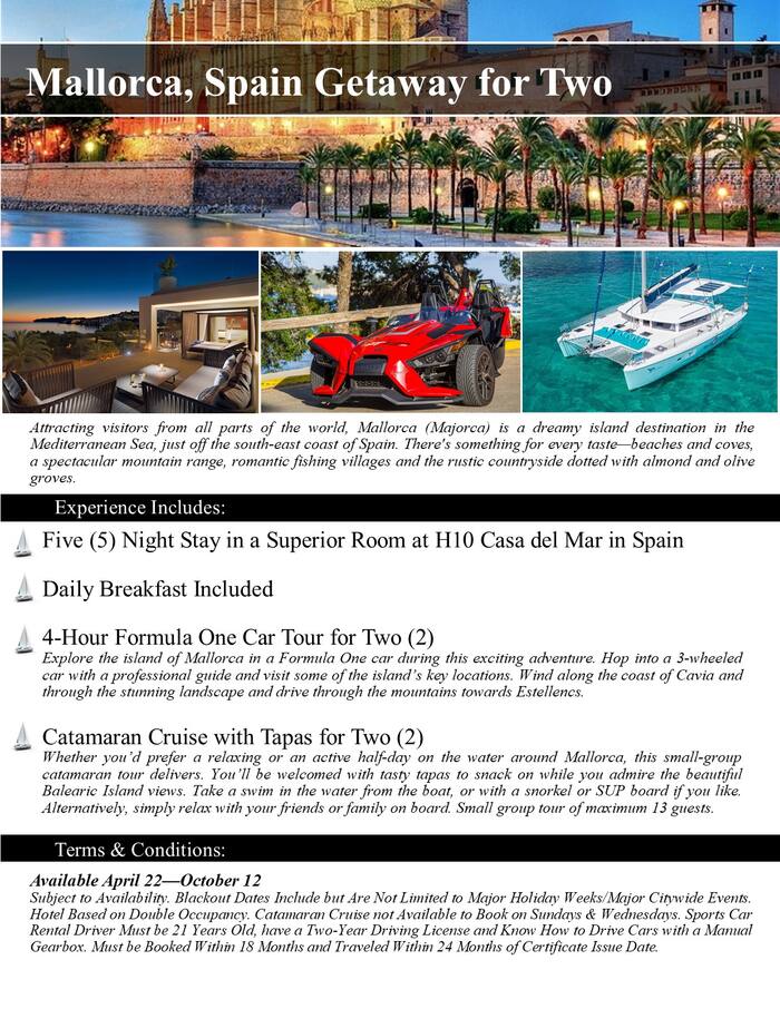 Mallorca, Spain Getaway — For Two