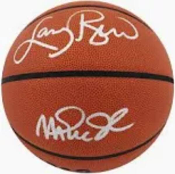 Larry Bird & Magic Johnson — Dual Signed Basketball